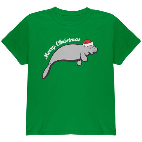 Merry Christmas Manatee Floaty Potato Youth T Shirt