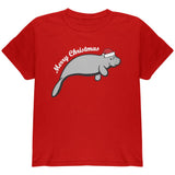 Merry Christmas Manatee Floaty Potato Youth T Shirt