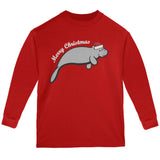 Merry Christmas Manatee Floaty Potato Youth Long Sleeve T Shirt
