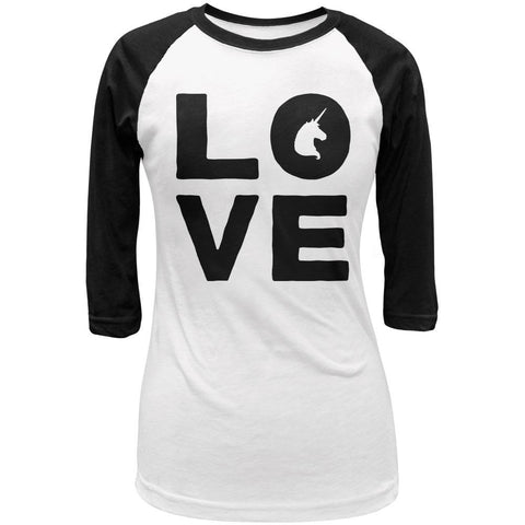 Unicorn Love Juniors 3/4 Sleeve Raglan T Shirt