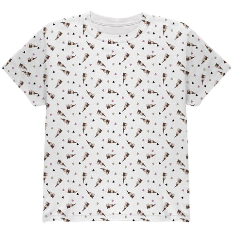 Retro Ferret Pattern All Over Youth T Shirt