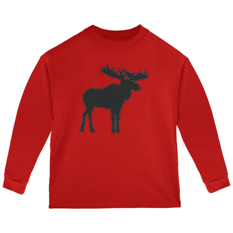 Moose Faux Stitched Toddler Long Sleeve T Shirt