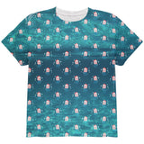 Christmas Caroling Jellyfish Pattern All Over Youth T Shirt