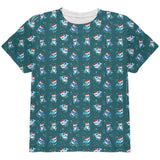 Christmas Narwhals in Santa Hats Pattern All Over Youth T Shirt