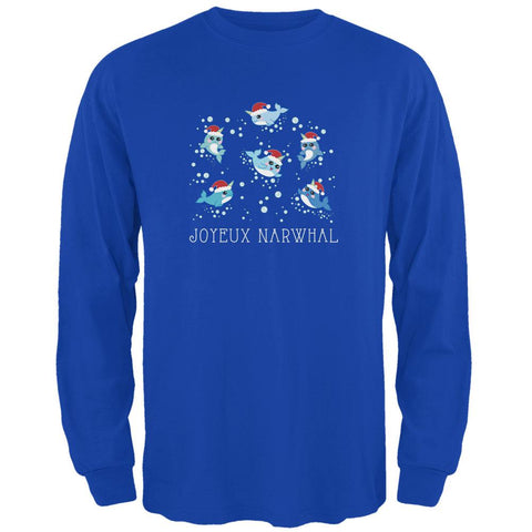 Christmas Joyeux Narwhal Noel Mens Long Sleeve T Shirt