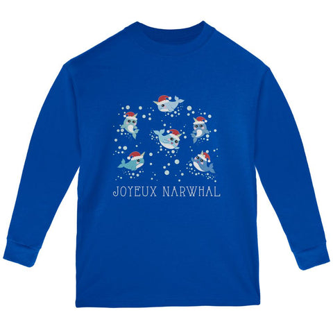 Christmas Joyeux Narwhal Noel Youth Long Sleeve T Shirt