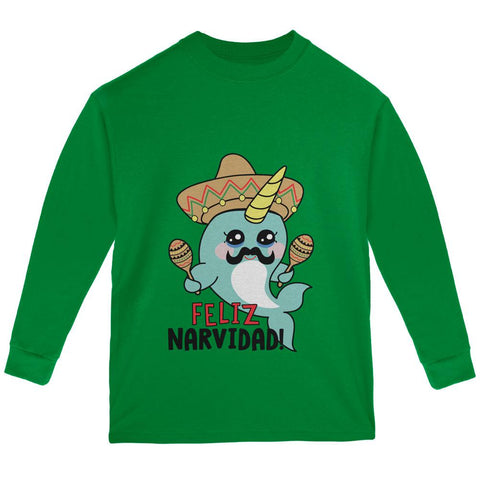 Christmas Narwhal Feliz Narvidad Navidad Youth Long Sleeve T Shirt