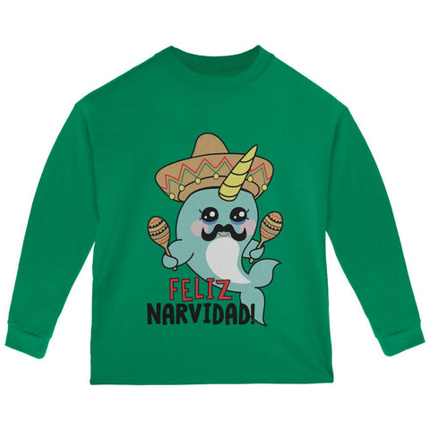 Christmas Narwhal Feliz Narvidad Navidad Toddler Long Sleeve T Shirt