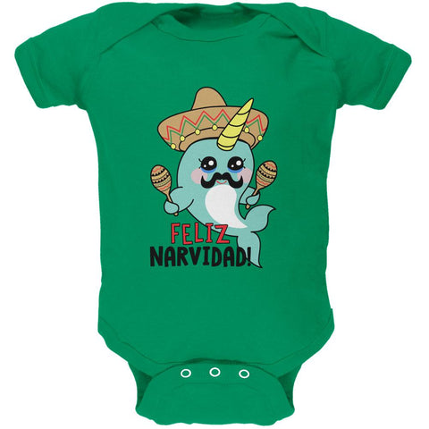 Christmas Narwhal Feliz Narvidad Navidad Soft Baby One Piece