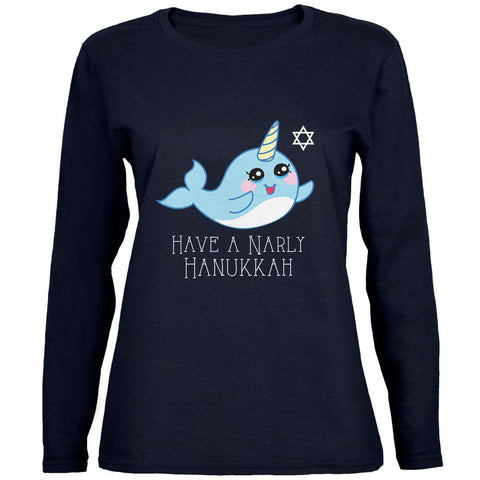 Narwhal Have a Narly Gnarly Hanukkah Womens Long Sleeve T Shirt