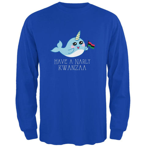 Narwhal Have a Narly Gnarly Kwanzaa Mens Long Sleeve T Shirt