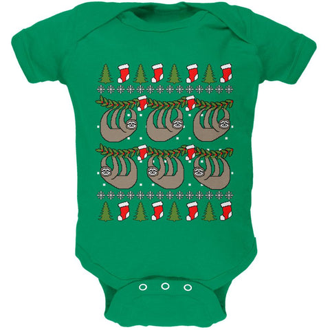 Hanging Sloth Ugly Christmas Sweater Soft Baby One Piece
