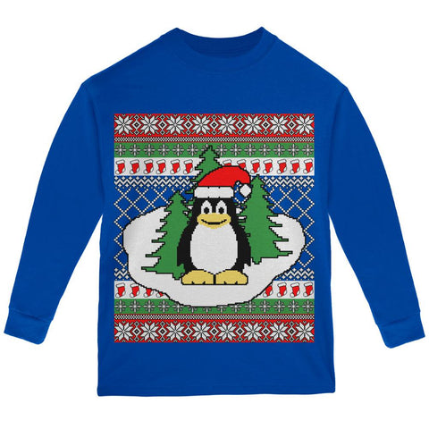 Penguin on Ice Ugly Christmas Sweater Youth Long Sleeve T Shirt