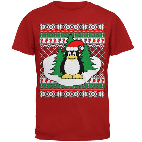 Penguin on Ice Ugly Christmas Sweater Mens Soft T Shirt
