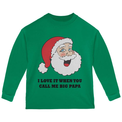 Christmas Santa I Love it When You Call Me Big Papa Toddler Long Sleeve T Shirt