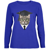 Graduation Funny Cat Womens Long Sleeve T Shirt front view