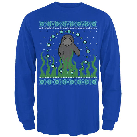 Ugly Christmas Sweater Manatee Floaty Potato Mens Long Sleeve T Shirt