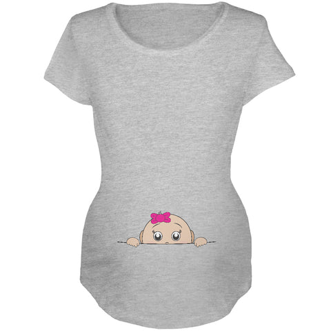 Peeking Baby Girl Maternity Soft T Shirt  front view
