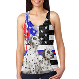 Firefighter EMT Dalmatian Live Forever Thin Red Line Juniors Burnout Tank Top