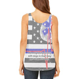 Firefighter EMT Dalmatian Live Forever Thin Red Line Flag Juniors Flowy Side Slit Tank Top