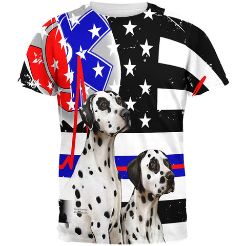 Firefighter EMT Dalmatian Live Forever Thin Red Line Flag All Over Mens T Shirt