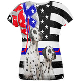 Firefighter EMT Dalmatian Live Forever Thin Red Line Flag All Over Womens T Shirt