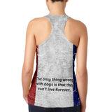 French Bulldog Live Forever Flag Juniors Burnout Racerback Tank Top