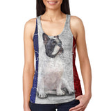 French Bulldog Live Forever Flag Juniors Burnout Racerback Tank Top
