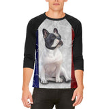 French Bulldog Live Forever Flag Mens Raglan T Shirt