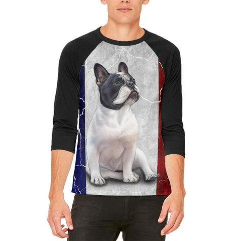 French Bulldog Live Forever Flag Mens Raglan T Shirt