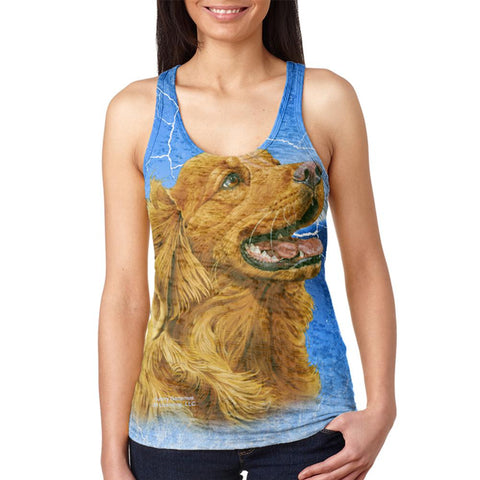 Golden Retriever Live Forever Juniors Burnout Racerback Tank Top