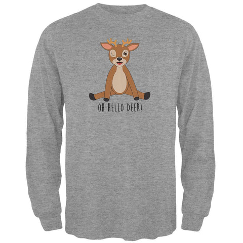 Oh Hello Deer Funny Pun Mens Long Sleeve T Shirt