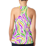 Mardi Gras Zebra Stripes Costume Juniors Burnout Racerback Tank Top