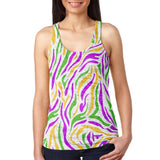 Mardi Gras Zebra Stripes Costume Juniors Burnout Racerback Tank Top
