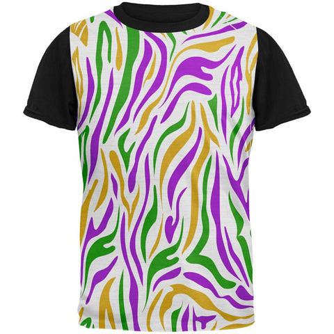 Mardi Gras Zebra Stripes Costume All Over Mens Black Back T Shirt