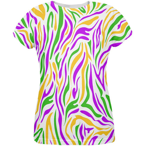Mardi Gras Zebra Stripes Costume All Over Womens T Shirt