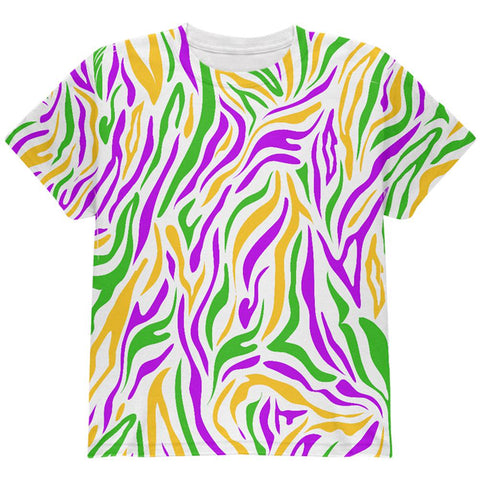 Mardi Gras Zebra Stripes Costume All Over Youth T Shirt
