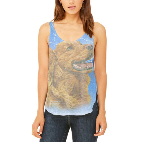 Golden Retriever Live Forever Juniors Flowy Side Slit Tank Top