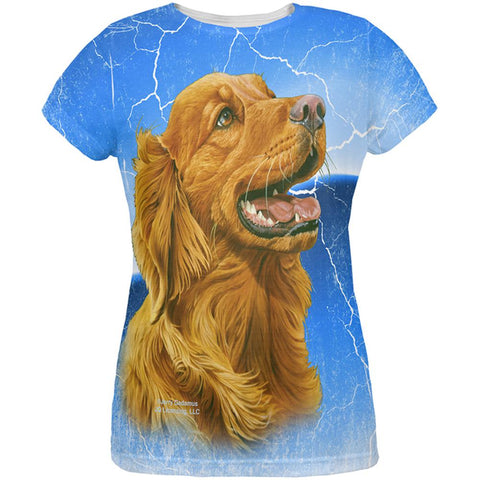 Golden Retriever Live Forever All Over Womens T Shirt