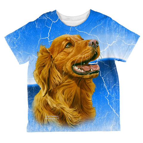 Golden Retriever Live Forever All Over Toddler T Shirt
