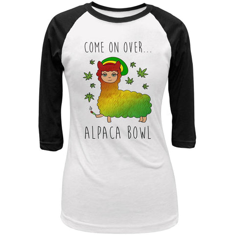I'll Pack a Bowl Alpaca Pun Juniors 3/4 Sleeve Raglan T Shirt
