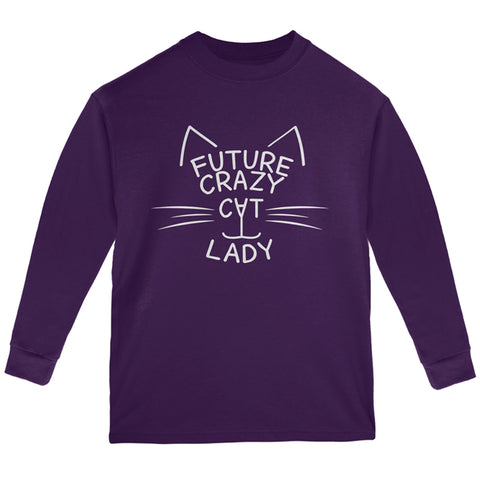 Future Crazy Cat Lady Pink Youth Long Sleeve T Shirt front view
