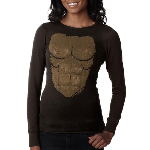 Halloween Sasquatch Bigfoot Costume Juniors Long Sleeve Thermal