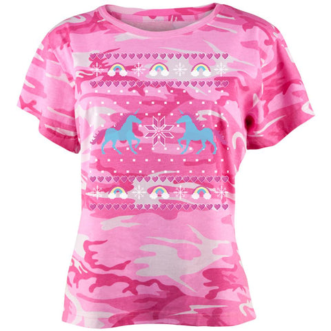 Unicorn Rainbow Ugly Christmas Sweater Juniors T Shirt
