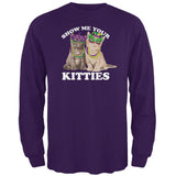 Mardi Gras Show Me Your Kitties Funny Pun Mens Long Sleeve T Shirt