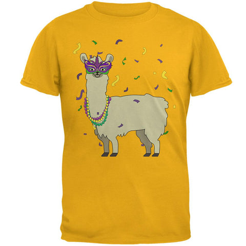 Mardi Gras Llama Beads Mask Mens T Shirt