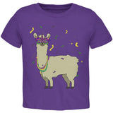 Mardi Gras Llama Beads Mask Youth T Shirt