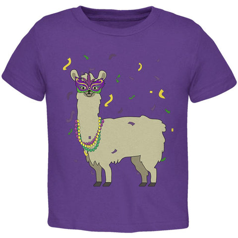 Mardi Gras Llama Beads Mask Youth T Shirt