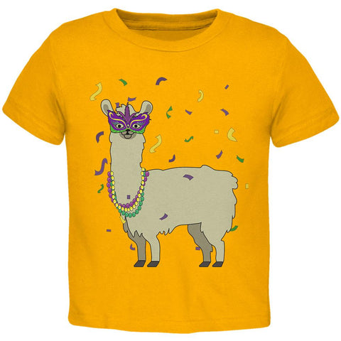 Mardi Gras Llama Beads Mask Toddler T Shirt