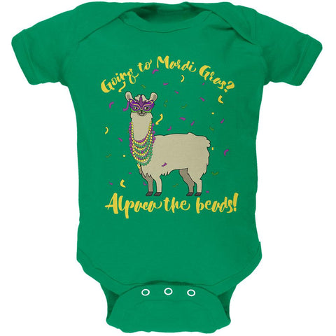 Mardi Gras Alpaca Funny Pun Soft Baby One Piece